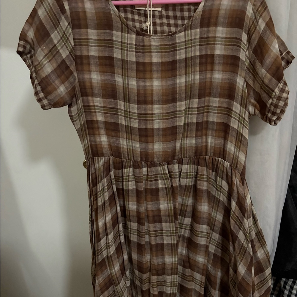 Tuesday of California Gemini Plaid Brown Women’s Dress